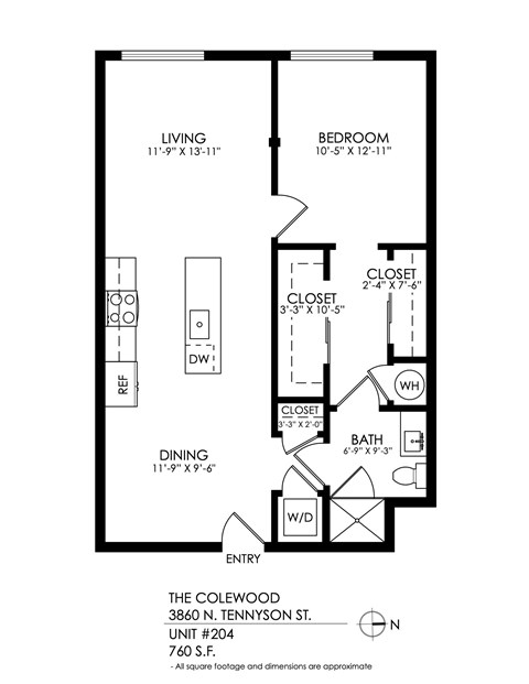 A black and white image of a floor plan for a property at 3860 N. Tennyson St.